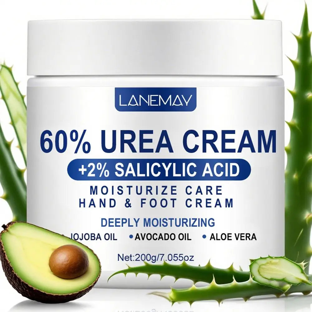 Urea Cream 60% & Salicylic Acid 2%, Foot Cream for Dry Cracked Heels Feet Knees Elbows Hands, Moisturizing Hand Foot Cream 200g Peaceful Pleasures Health and Wellness