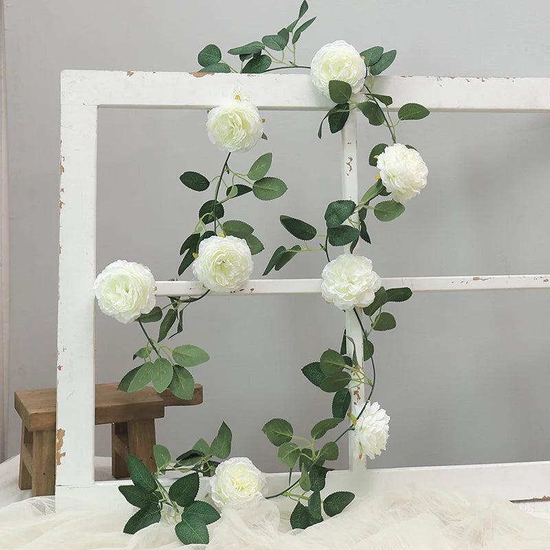 Pink Silk Peony Artificial Flower Vine Garland – Wedding Decor