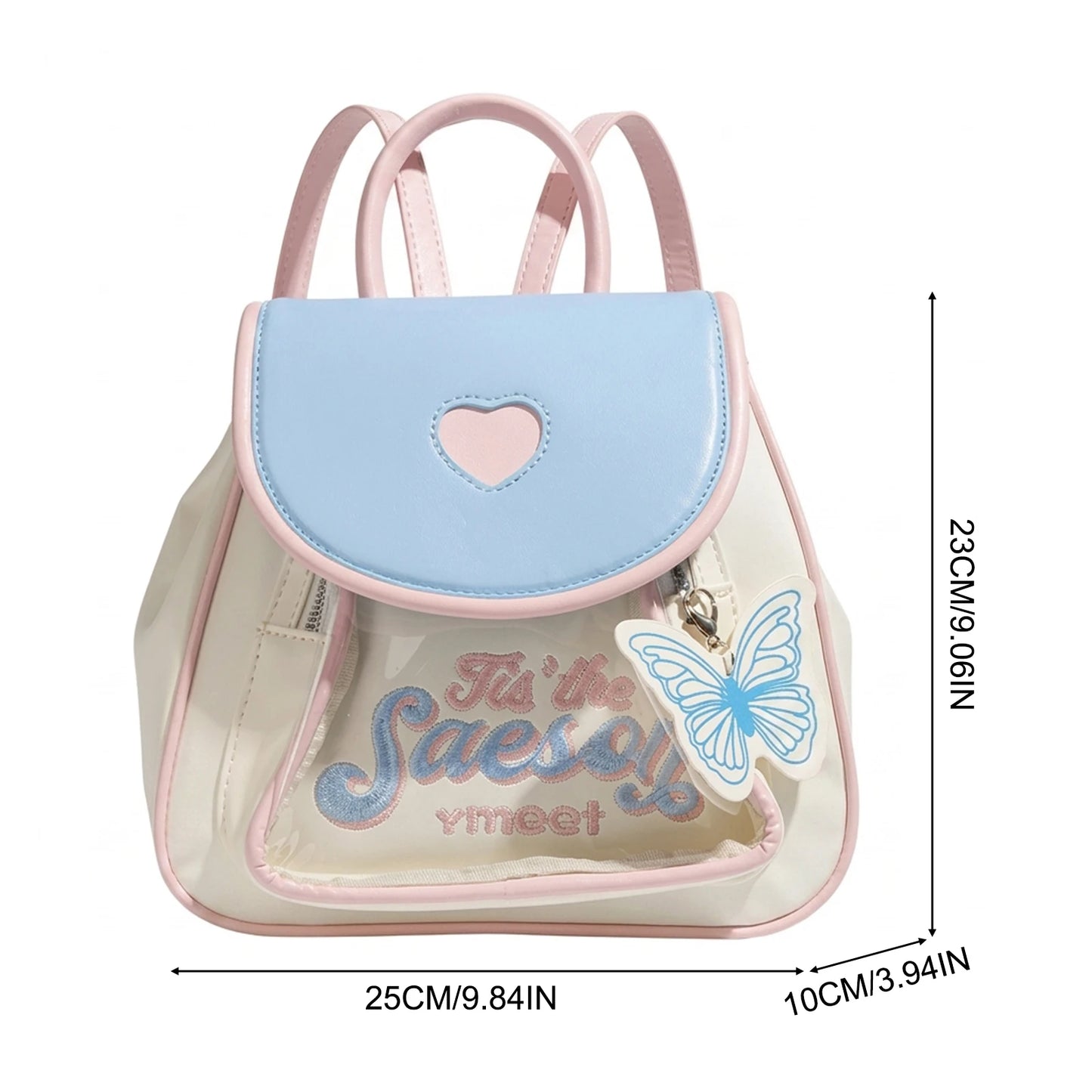Dopamine Color Backpack for Girls Modular Design School Commute Travel Bag with Transparent Layer Peaceful Pleasures Health and Wellness