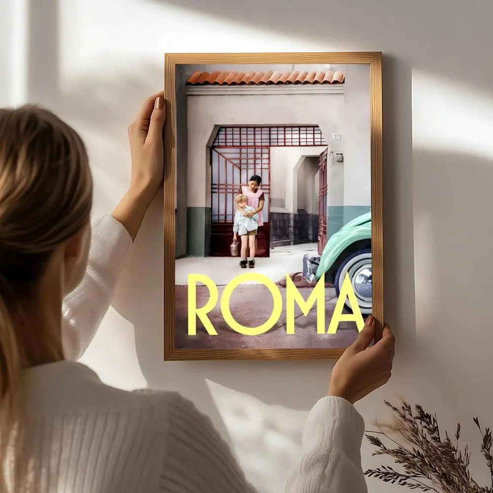 Roma Movie Poster – HD Self-Adhesive Waterproof Wall Art Movie Wall Poster Peaceful Pleasures Health and Wellness White8 50X70cmNoframe