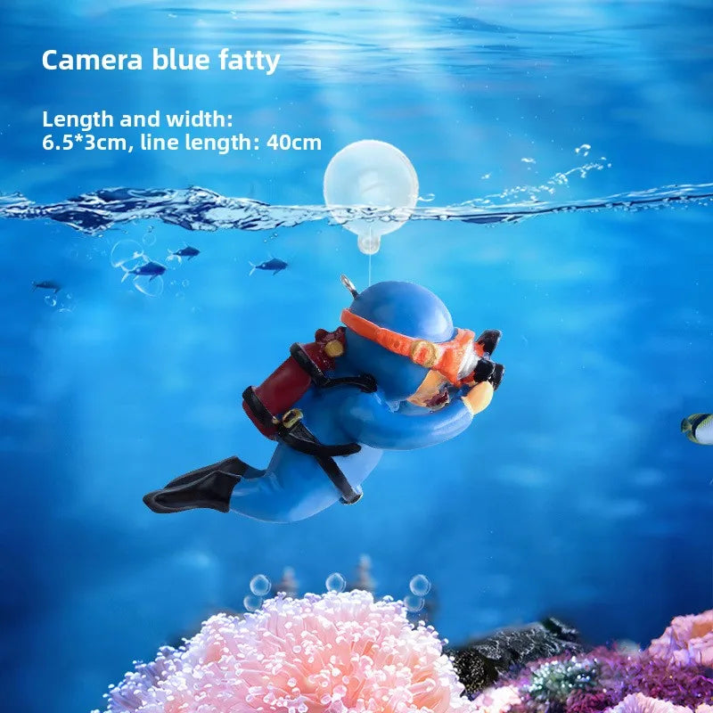 Creative Aquarium Floating Ornaments Diver&Girl Mini Decor Floating Fish Tank Turtle Cylinder Suspended Ornament Accessories Peaceful Pleasures Health and Wellness boy