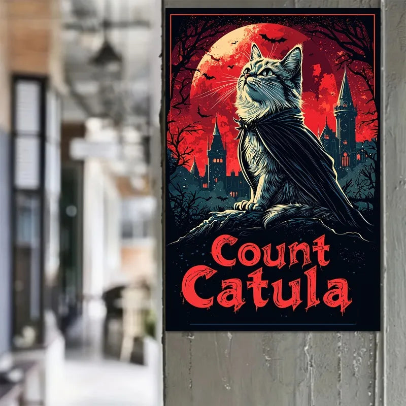 Vampire Cat Gothic Canvas Wall Art | Unframed Horror Poster Gothic Canvas Poster Peaceful Pleasures Health and Wellness