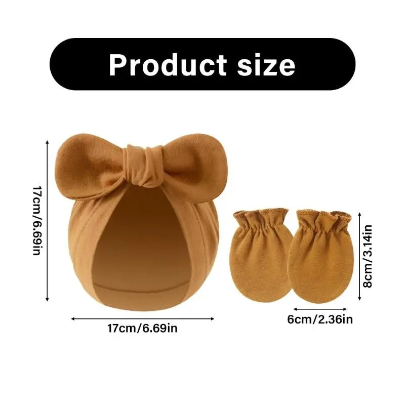 Baby Cotton Bonnet Hat & Scratch Mittens 4-Set | 0–6 Months Baby Hat & Mittens Set Peaceful Pleasures Health and Wellness