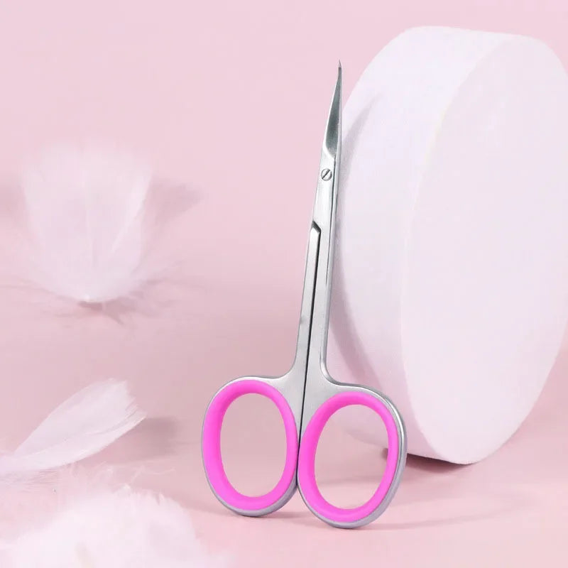 Russian Style Nail Art Dead Skin Scissors Stainless Steel Precision Nail Repair Professional Grade Nail Tools Eagle Beak Elbow Peaceful Pleasures Health and Wellness Pink