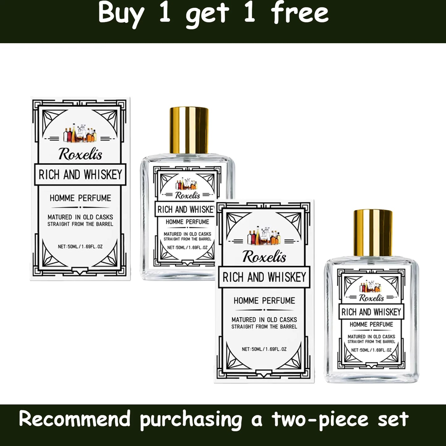 Roxelis 50ml Whisky Men's Cologne | Woody Vanilla EDC Perfume