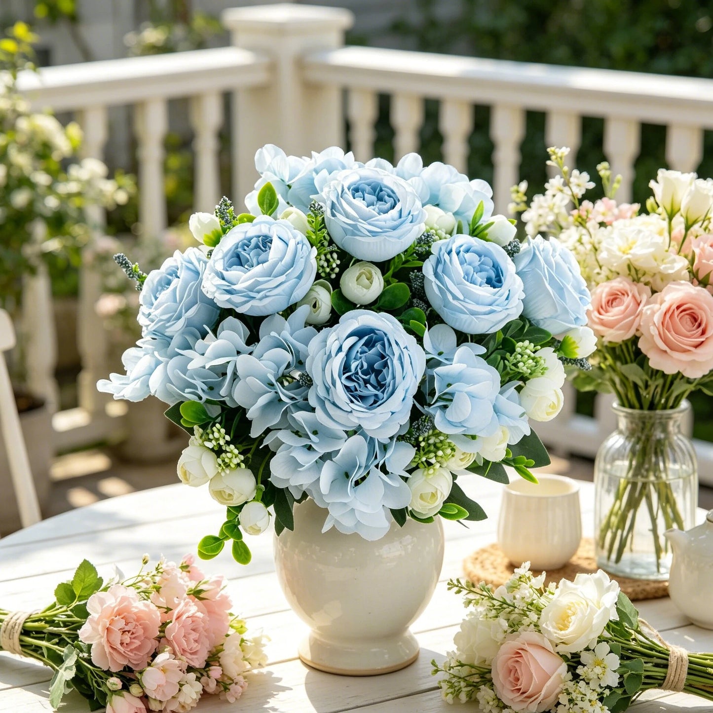 Artificial Silk Peony & Hydrangea Bouquet – Wedding Home Decor