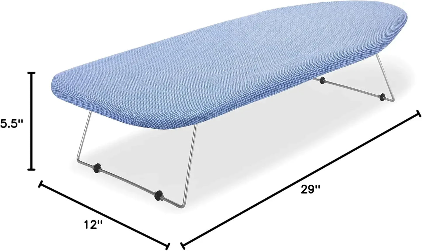 Portable Tabletop Ironing Board with Scorch-Resistant Blue Cover Ironing Accessories Peaceful Pleasures Health and Wellness