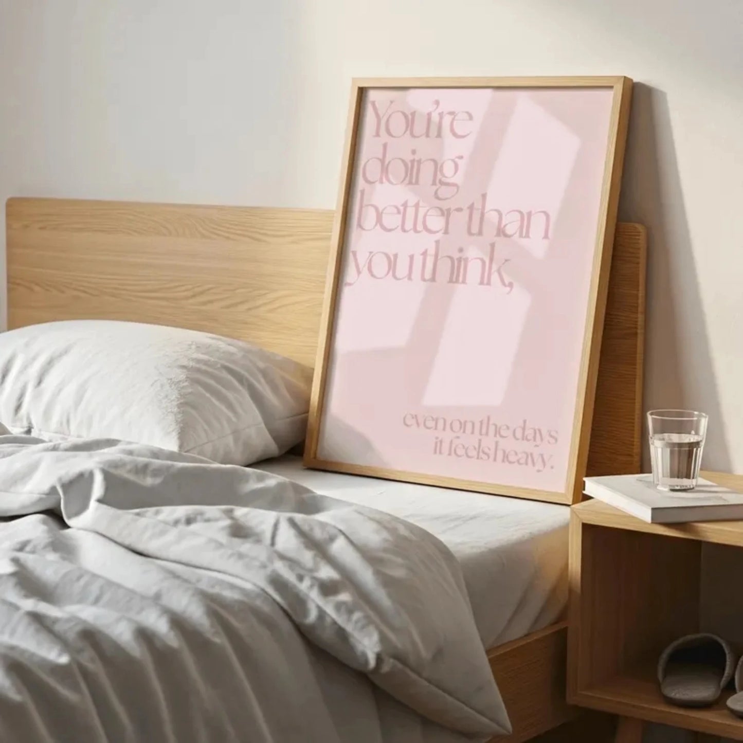Pink Minimalist Quote Canvas Wall Art | Calm Feminine Decor