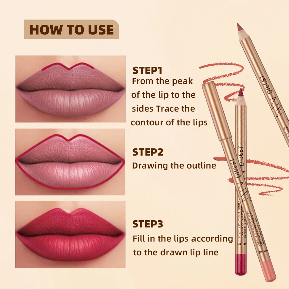 QIBEST 12 Colors Lip Pencils Matte Lipliner Pencil Waterproof Lipstick Lip Liner Pen Smooth Nude Lipstick Pens For Lips Makeup Peaceful Pleasures Health and Wellness