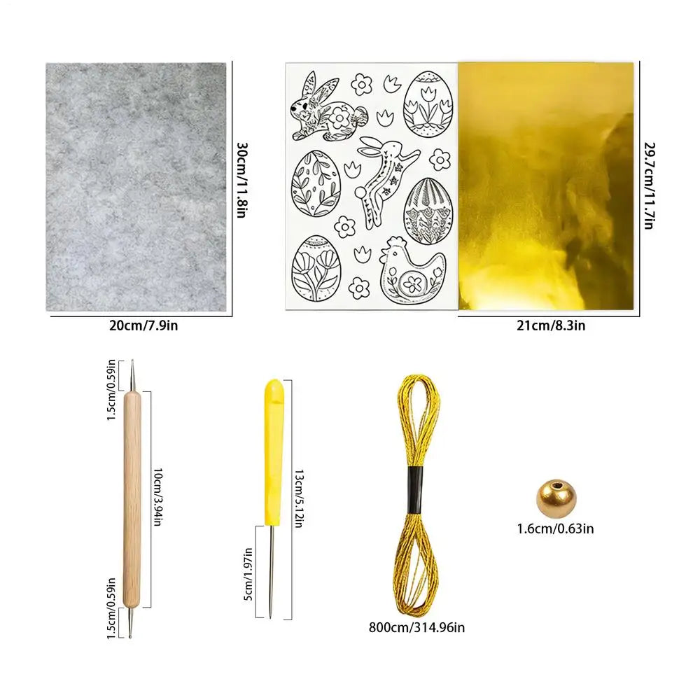 Easter Aluminum Foil Embossing Kit – Art Set for All Ages Foil Embossing Kit Peaceful Pleasures Health and Wellness Gold China Mainland