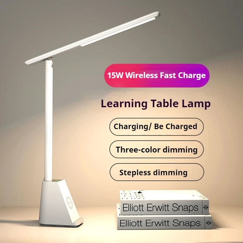15W Wireless Quick-Charging Desk Light Eye-Protecting LED Folding Plug-in Intelligent Desk Lamp For Work And Study Table Lamps Peaceful Pleasures Health and Wellness