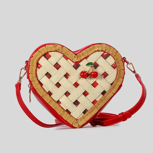 Sweet Love Hearts Shaped Crossbody Bag for Women Cute Cherry Ornament Red Shoulder Bags for Girls Funny Small Phone Purses Peaceful Pleasures Health and Wellness