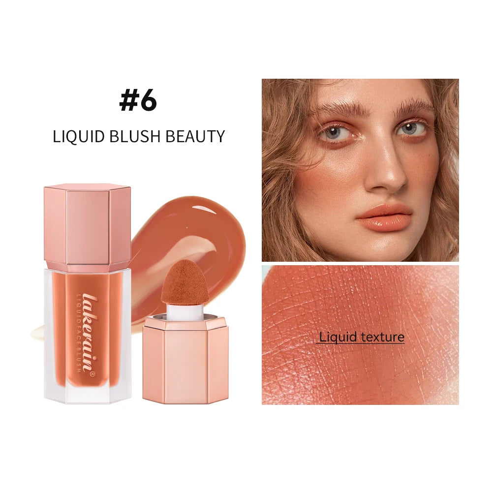 6 Colour Matte Liquid Blush Easy to apply long lasting waterproof blush sponge brush head Eyes lips Makeup Blush Cosmetics Peaceful Pleasures Health and Wellness color 6