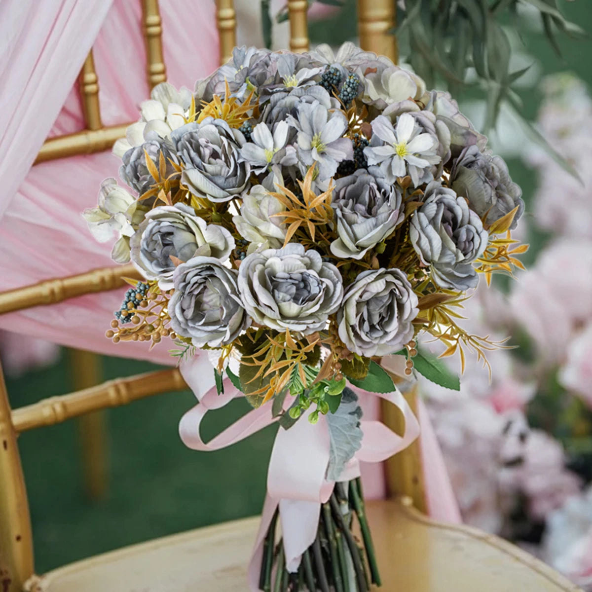 Artificial Silk Roses & Peony Bouquet | Wedding & Home Decor