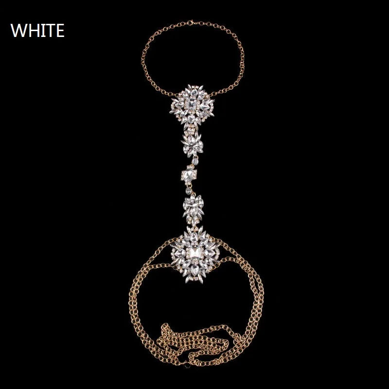 Boho Rhinestone Statement Chest Chain Crystal Necklace Body Chain For Pregnant Women Photography Props Peaceful Pleasures Health and Wellness WHITE One size China Mainland
