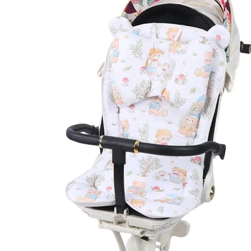 Baby Stroller Cushion Pad with Detachable Pillow – Breathable Cotton