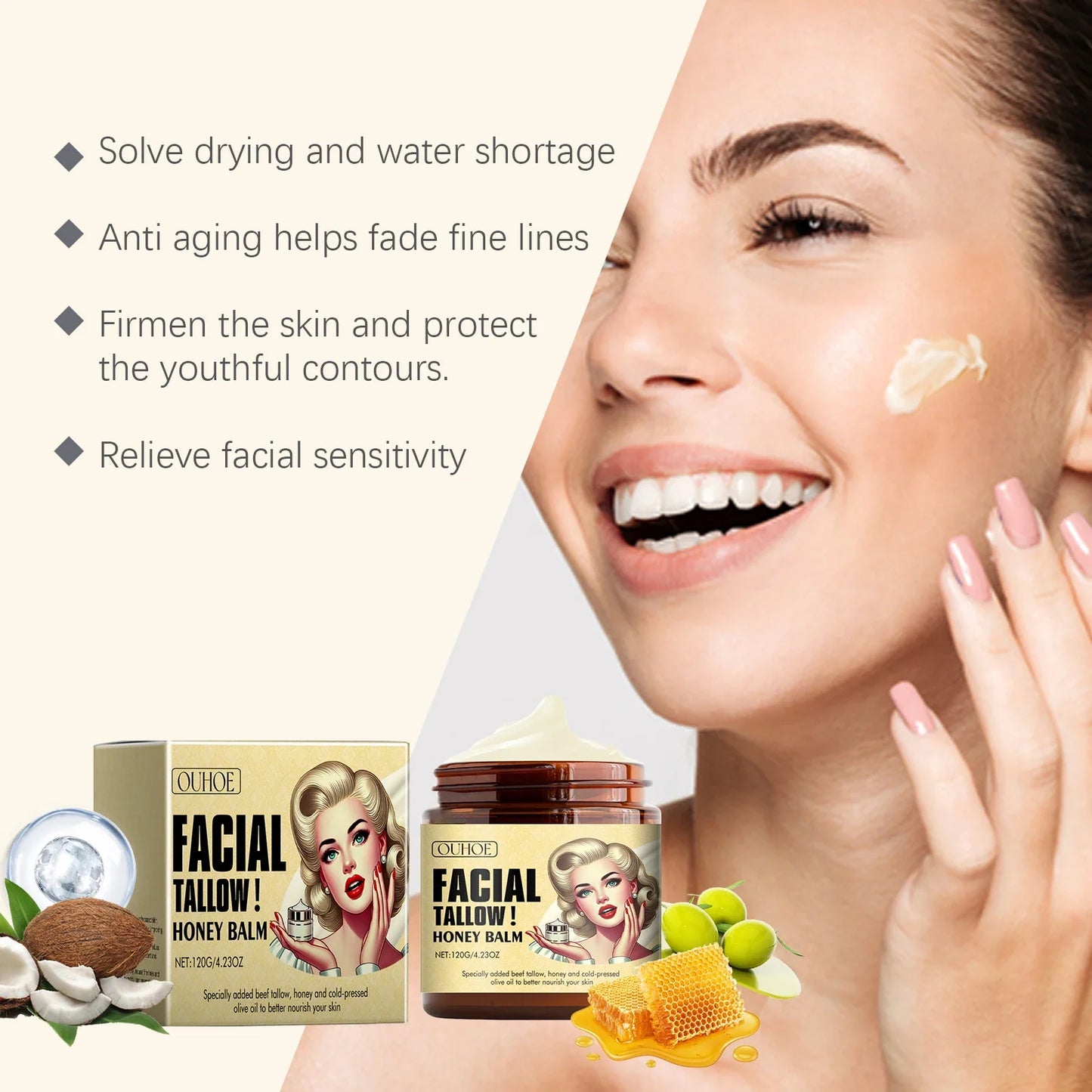 Tallow Honey Balm Face Cream – Firming & Deep Hydration