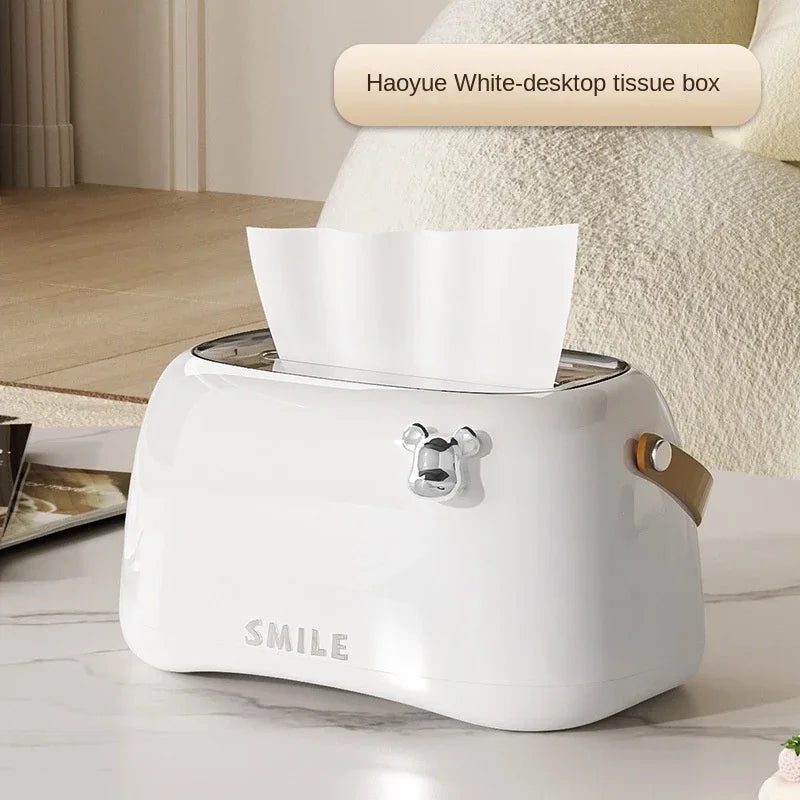 Desktop Decoration Wastebasket Trash Can Small Paper Basket Recycle Bin Handle Tissue Storage Box Deluxe Mini Household Cleaning Peaceful Pleasures Health and Wellness Type A White <4L