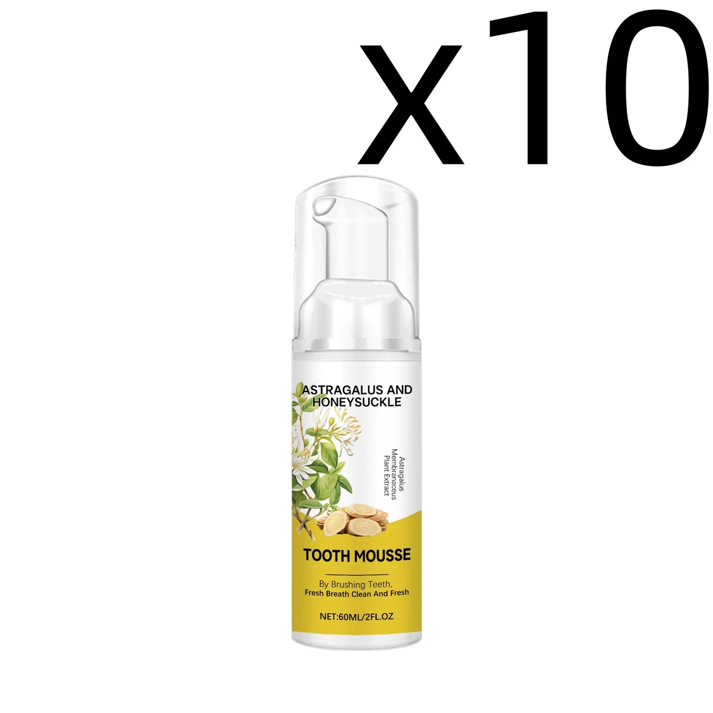 Astragalus Membranaceus Teeth Clean Mousse Reduce Yellowing Improve Mouth Odor Keep Oral Health Gentle Cleaning Foam Teethpaste Peaceful Pleasures Health and Wellness 60ml X 10PCS
