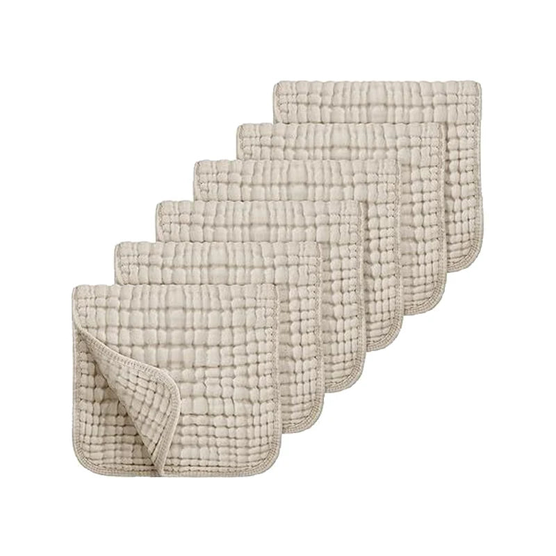 100% Cotton Muslin Burp Cloths for Baby – 6-Pack, 20x10"