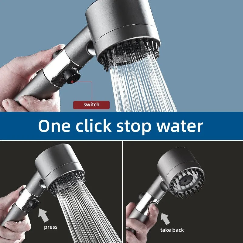 3-Mode High-Pressure Handheld Shower Head with Massage & Filter