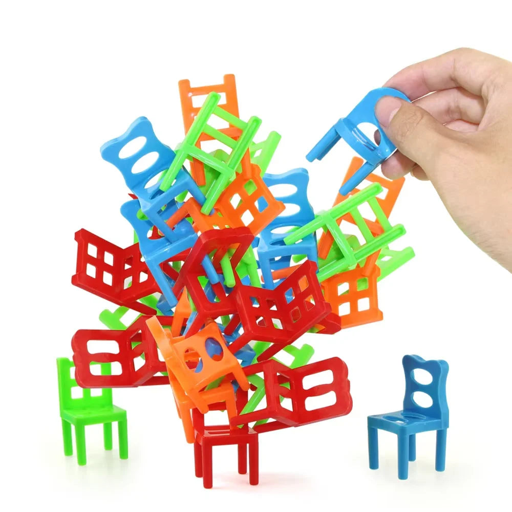 Mini Balance Chairs Game Stacking Blocks Assembly Family Balancing