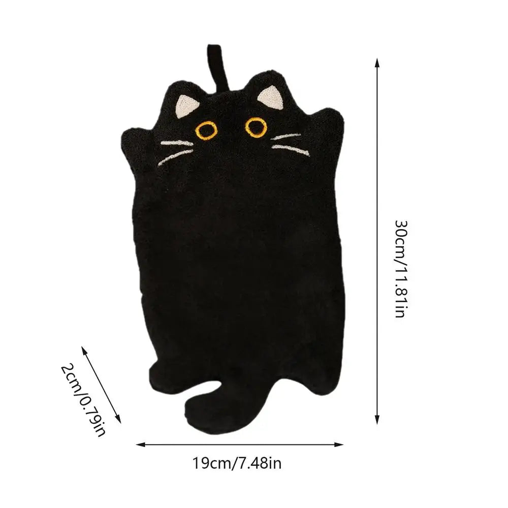 Cute Cat Hand Towel – Coral Fleece Hanging Bathroom Towel