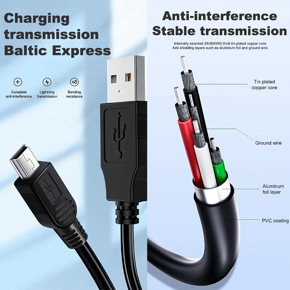 Mini USB to USB Cable 80cm | MP3 MP4 Camera GPS Car DVR HDD