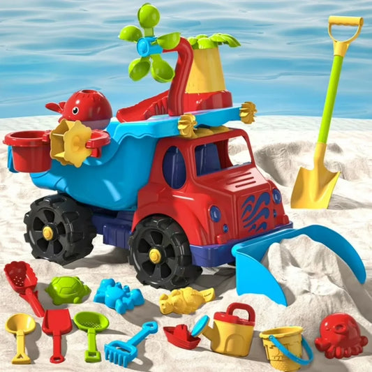 Large Beach Dump Truck Sand Toy Set for Kids – Molds & Tools Beach Sand Toy Set Peaceful Pleasures Health and Wellness