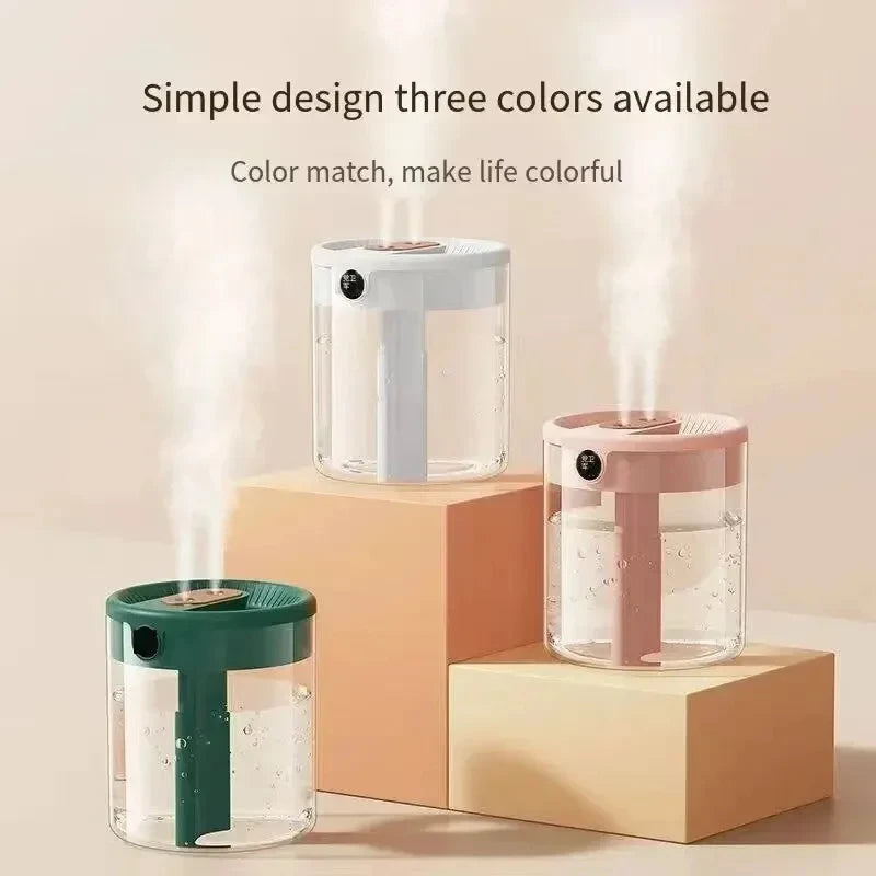 HOMEFISH 2L Dual Spray USB Humidifier | LED Display Night Light