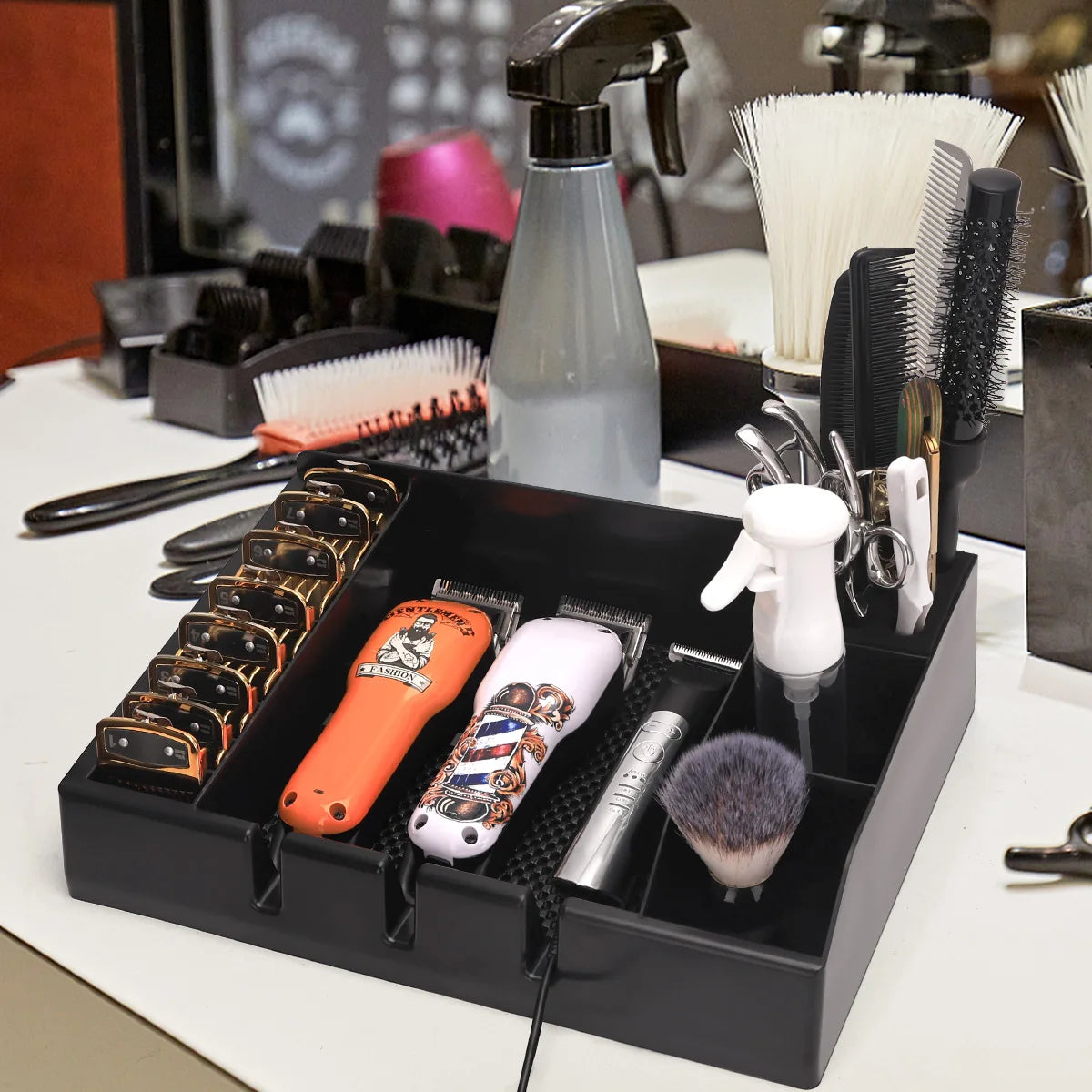 Barber Clipper Tray Anti-slip Hair Trimmer Holder, Multifunctional Hairdressing Tool Holder, Salon Haircut Supplies Storage Case Peaceful Pleasures Health and Wellness
