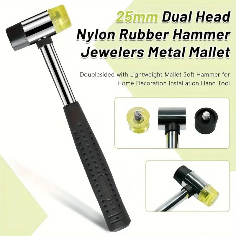 Soft Plastic Double-Sided Rubber Mallet for Jewelry Leather Craft Woodwork & Flooring Installation - Durable Hammer Peaceful Pleasures Health and Wellness