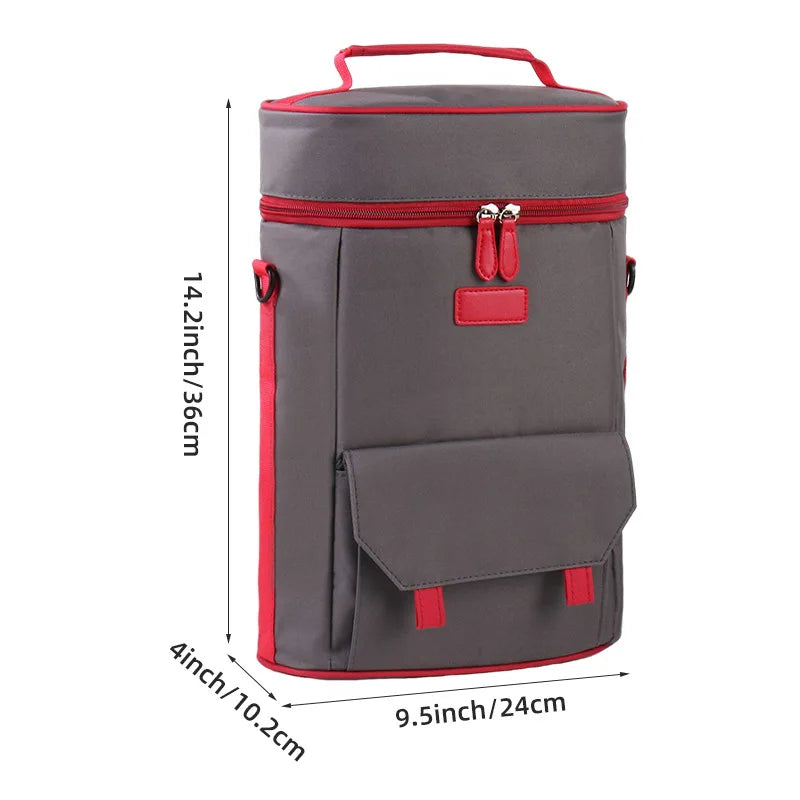 Hot Insulated Red Wine Bag Portable Messenger Cooler Bag for Outdoor Picnic Wine Preservation Thermal Wine Carrier Peaceful Pleasures Health and Wellness Gray