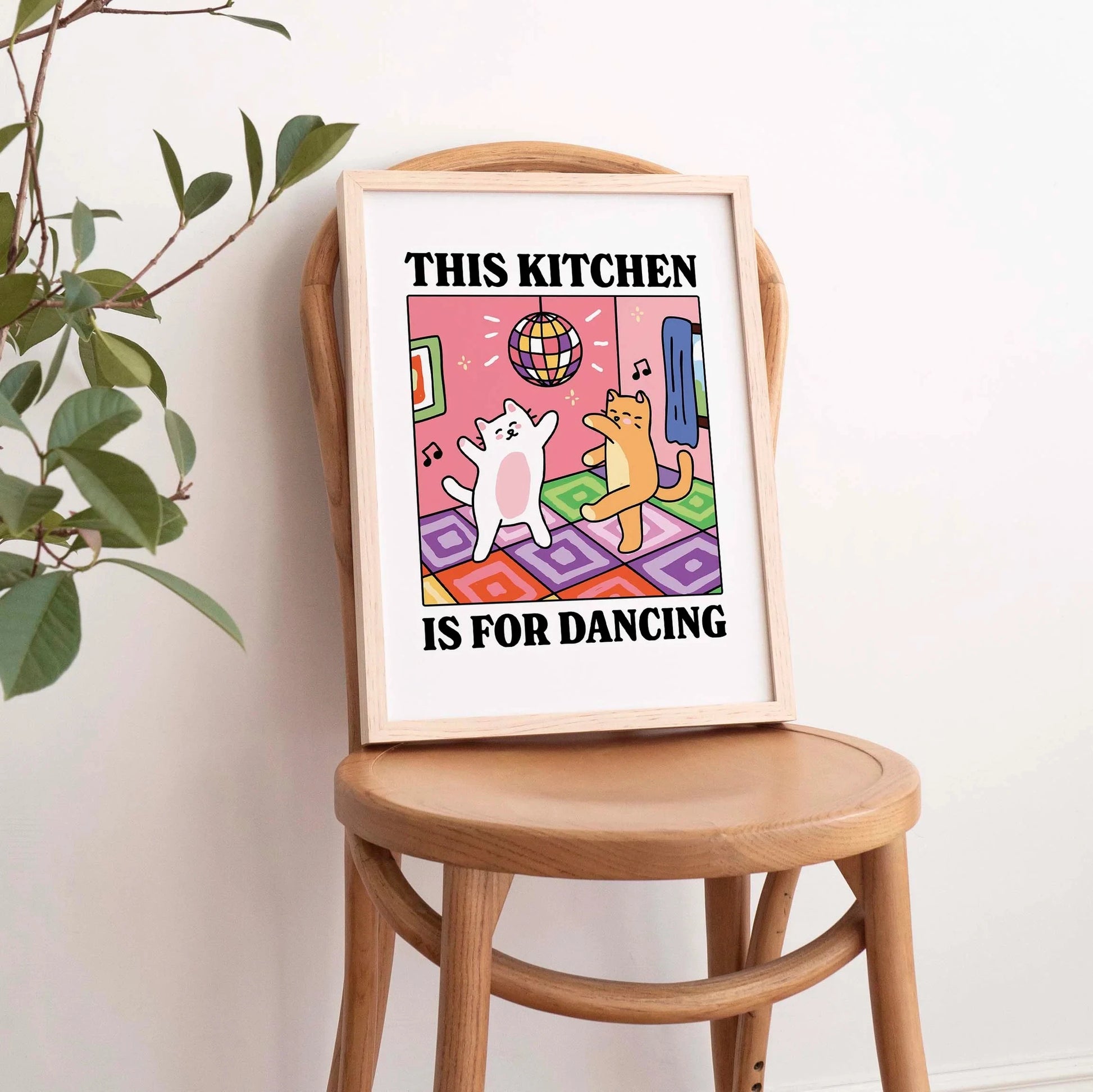 This Kitchen Is For Dancing Cartoon Cat Wall Art Prints Canvas Painting Poster Picture For Living Children Room Home Decor Gift Peaceful Pleasures Health and Wellness