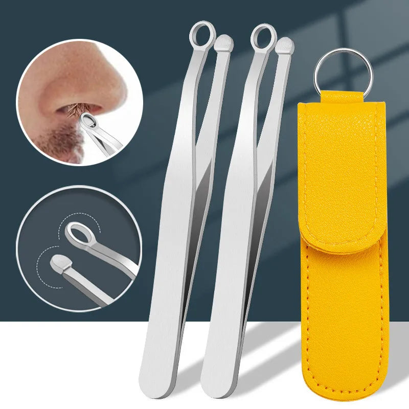 Stainless Steel Round-Tip Nose & Eyebrow Trimming Tweezers