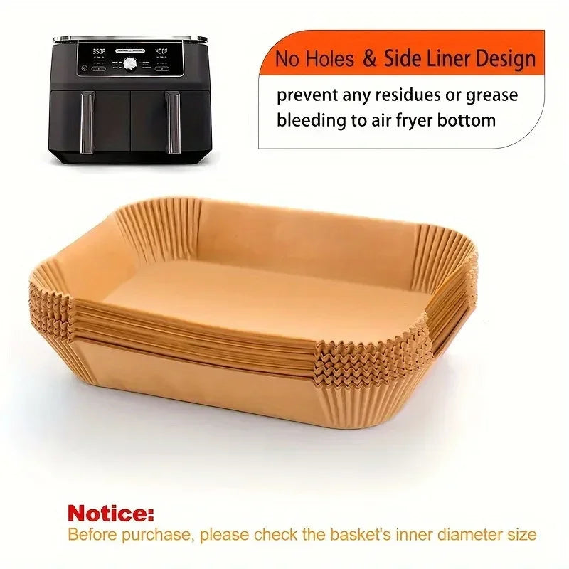 Extra Large Rectangular Paper Air Fryer Liners – Non-Stick