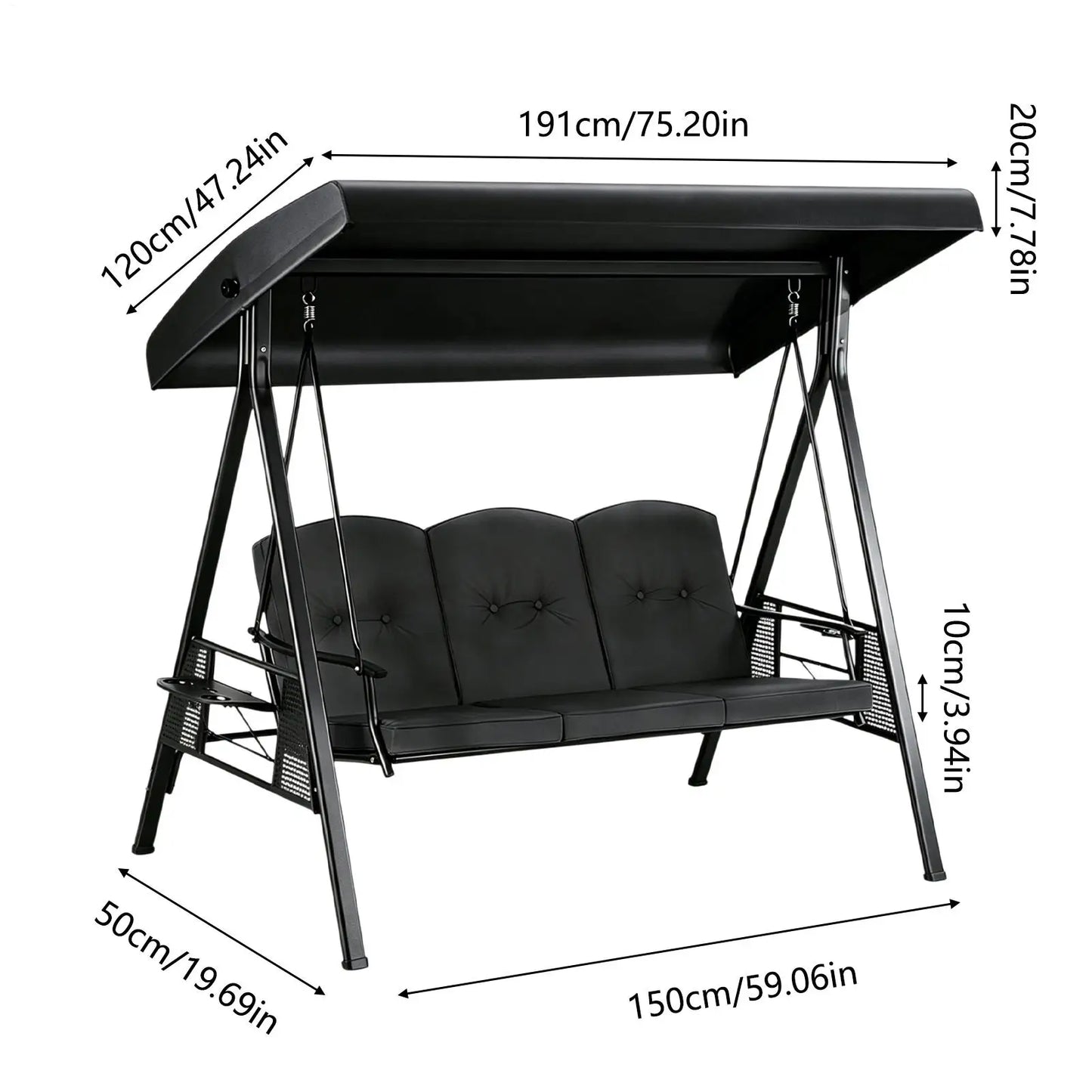 Waterproof Anti-UV Patio Swing Canopy Replacement Cover Set