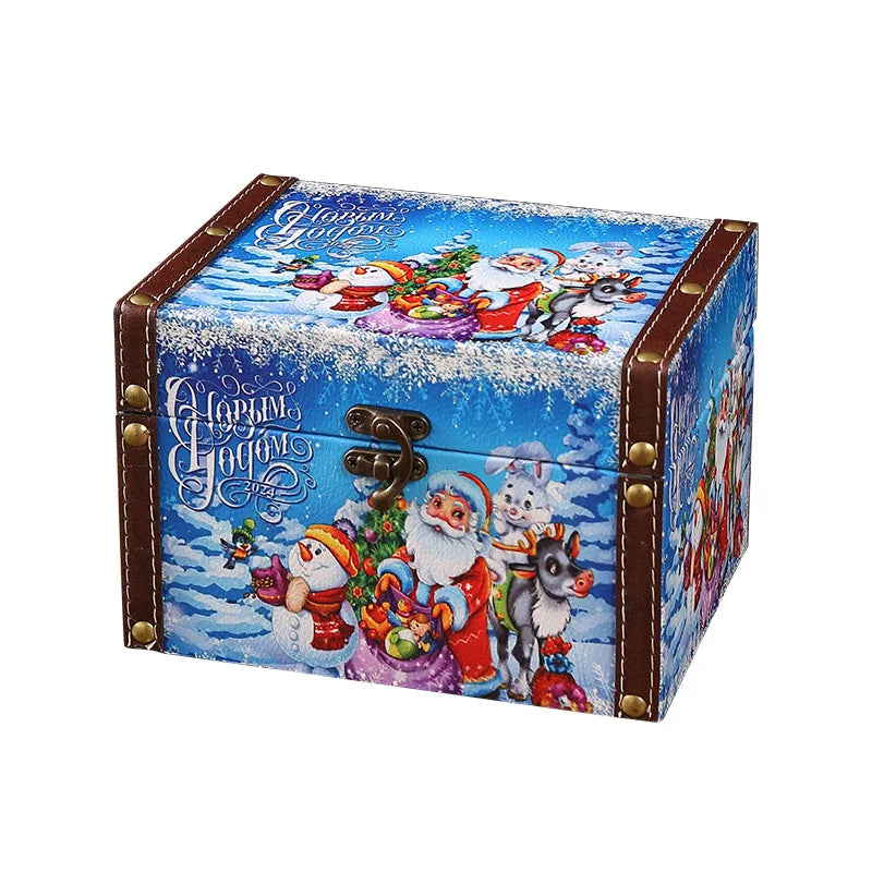Christmas Gift Box Vintage Leather Jewelry Case with Lock Mini Wooden Dustproof Storage Box for Living Room Bedroom Child Peaceful Pleasures Health and Wellness