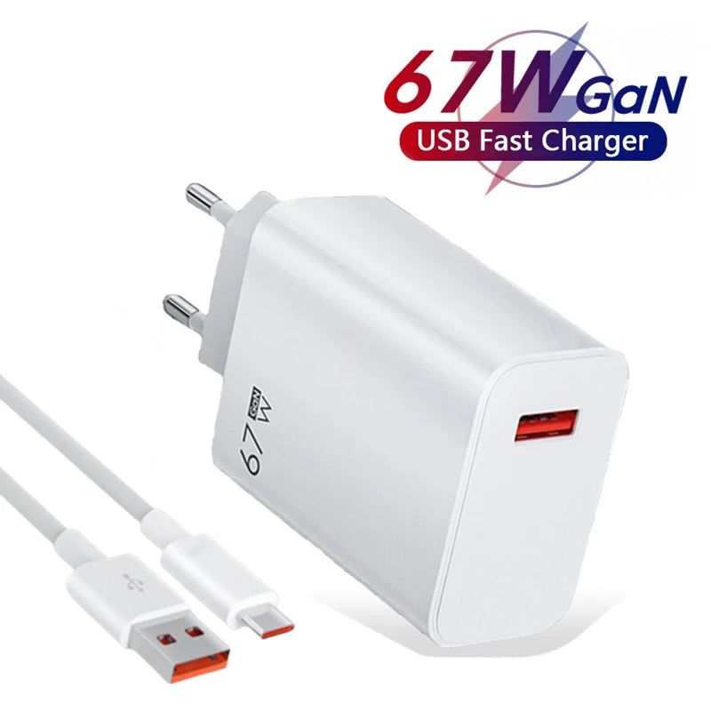 67W USB Fast Charger for Xiaomi Redmi – Turbo Quick Charge