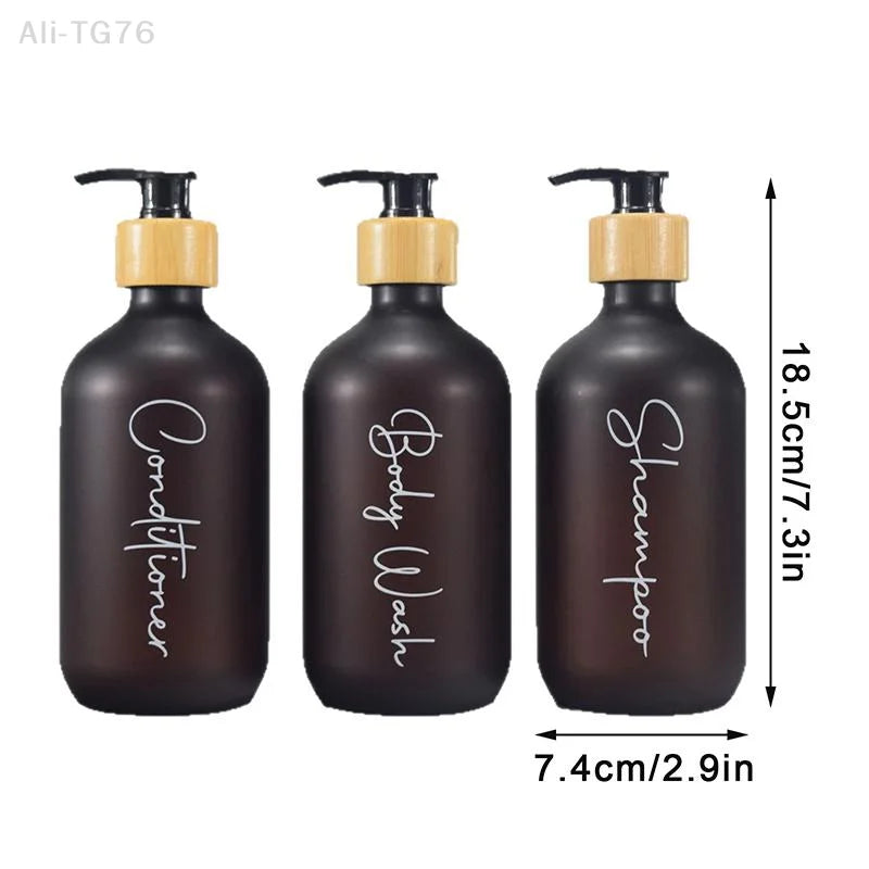 Frosted Refillable Soap Dispenser Set – Shampoo & Lotion Bottles