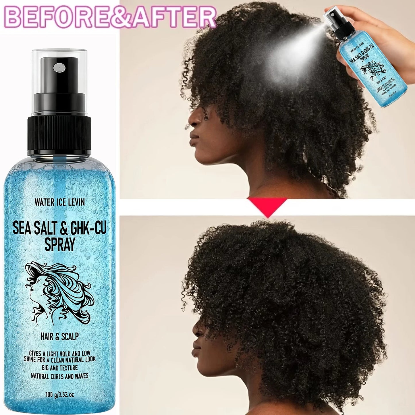 Biotin Keratin Sea Salt Hair Spray | GHK-Cu Curl Enhancer Hair Texture Spray Peaceful Pleasures Health and Wellness