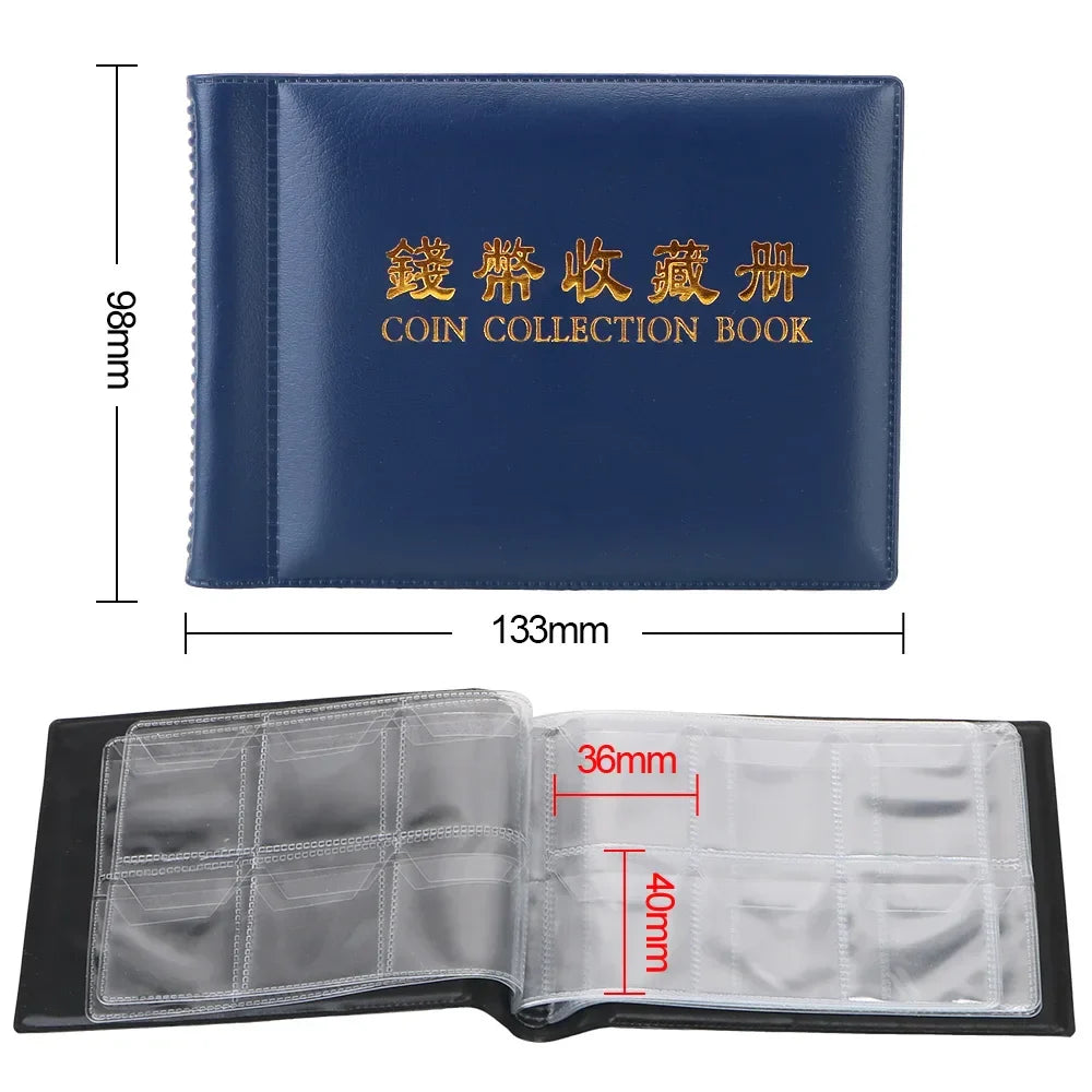 PU Leather Coin Collection Album – 60 or 120 Pocket Organizer