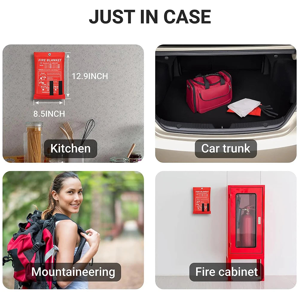 Fire Blanket 1/1.2/2M Easy & Quick Unfolding Fire Blanket Lightweight Emergency Fire Blanket for Home Kitchen Garage Office Peaceful Pleasures Health and Wellness