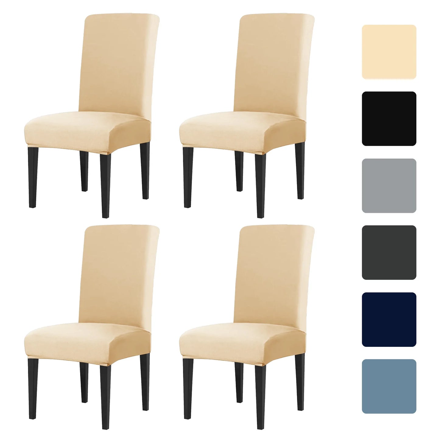 Dining Room Chair Cover Set of 8/4 High Stretch Slipcover Removable NonSlip Seat Protector for Home Party Hotel Wedding Ceremony Peaceful Pleasures Health and Wellness beige 8pcs