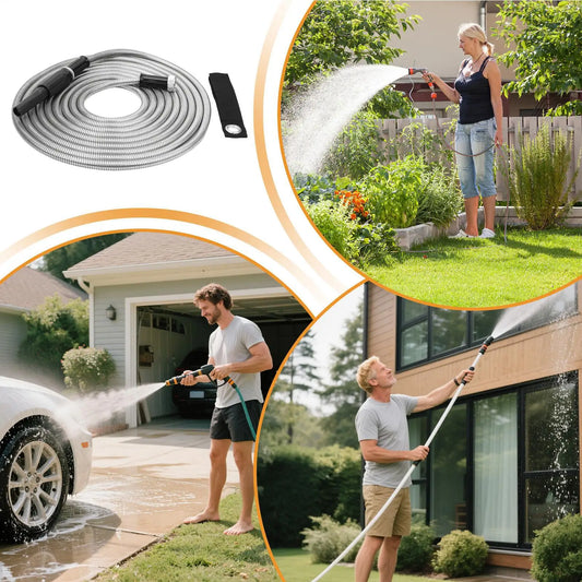 Garden Hose 25FT Stainless Steel Watering Pipe Outdoor Washing Hose For Garden Lawn Irrigation Landscape Farm Backyard Peaceful Pleasures Health and Wellness