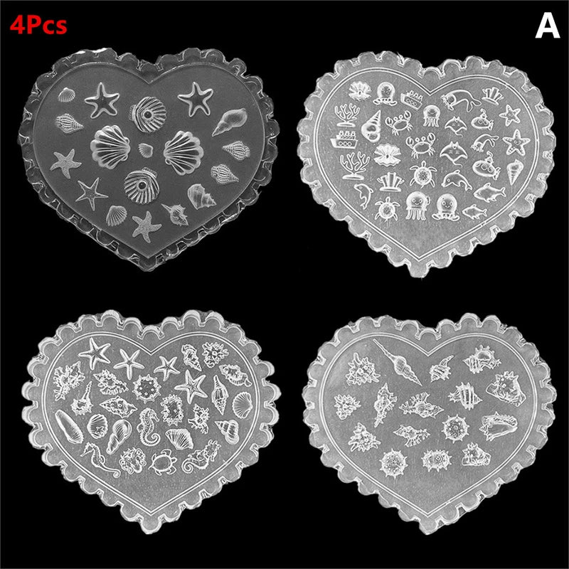 Ocean Series Silicone Mold for Nail Art 3D Starfish Jellyfish Sea Shell Conch Animal Motifs Manicure Stamping Tools Peaceful Pleasures Health and Wellness A