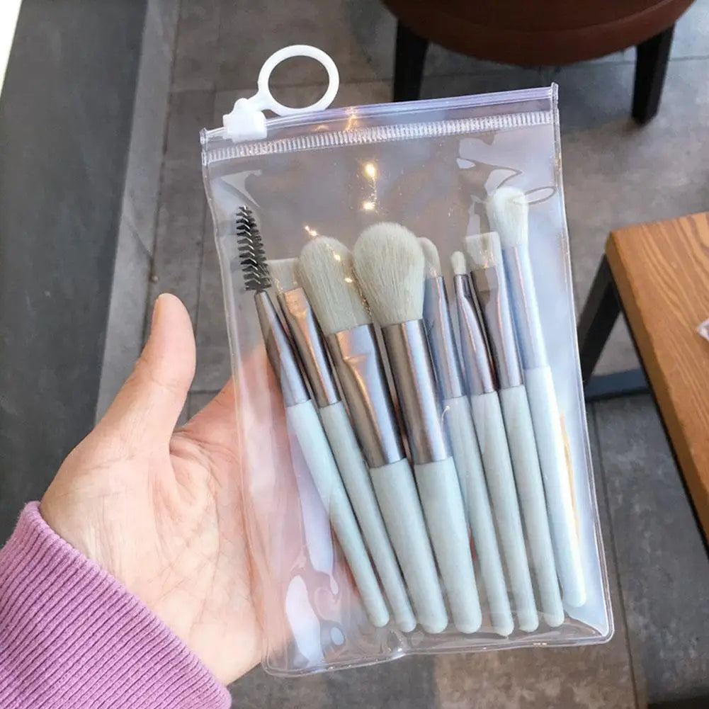 8-Piece Mini Travel Makeup Brush Set – Foundation & Eye Brushes