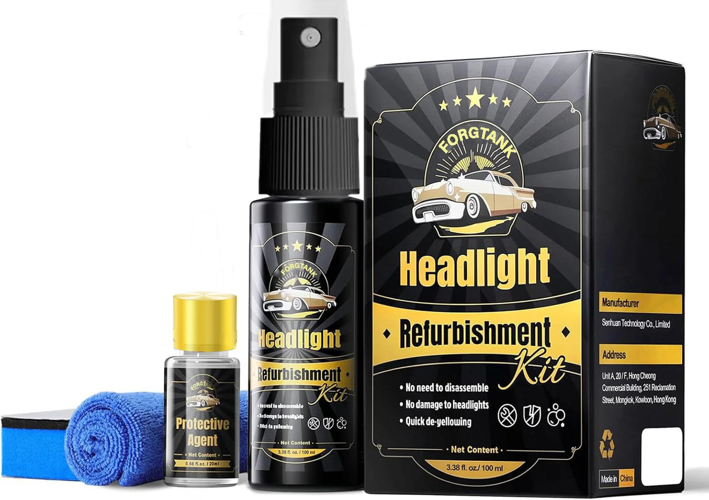 Car Headlight Restoration Kit Restoring To Like-New Condition Covers 3 Vehicle Headlight Treatments Headlight Cleaner Restorer Peaceful Pleasures Health and Wellness 1 set