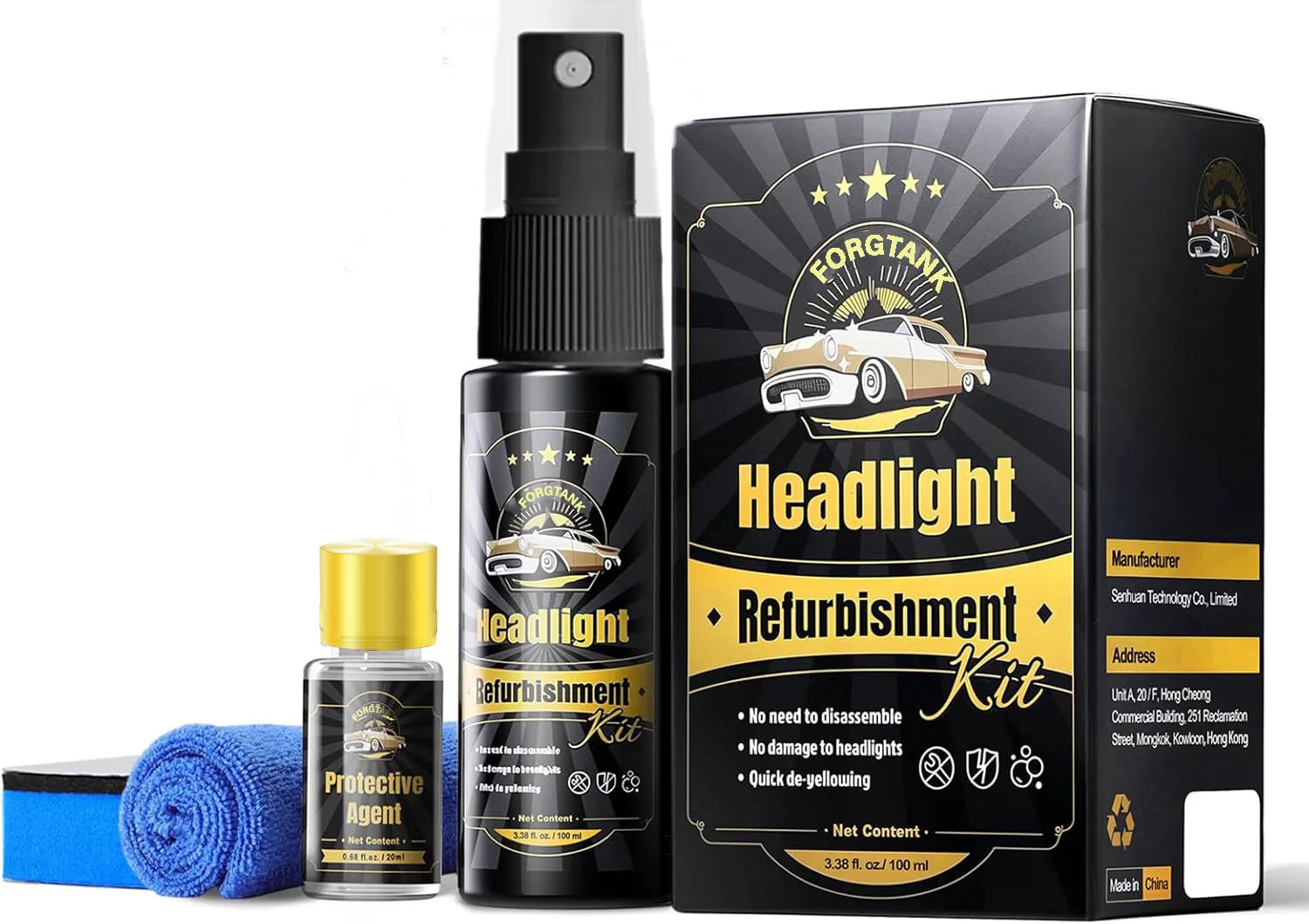 Car Headlight Restoration Kit Restoring To Like-New Condition Covers 3 Vehicle Headlight Treatments Headlight Cleaner Restorer Peaceful Pleasures Health and Wellness 1 set