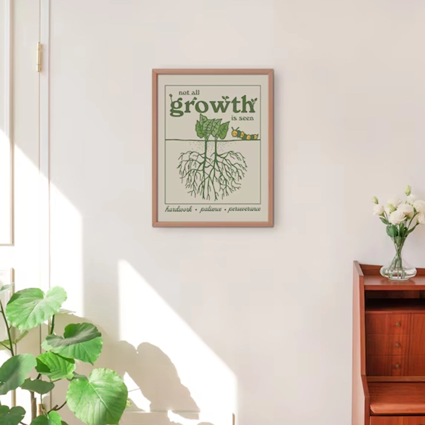Retro Botanical Motivational Quote Canvas Wall Art Print